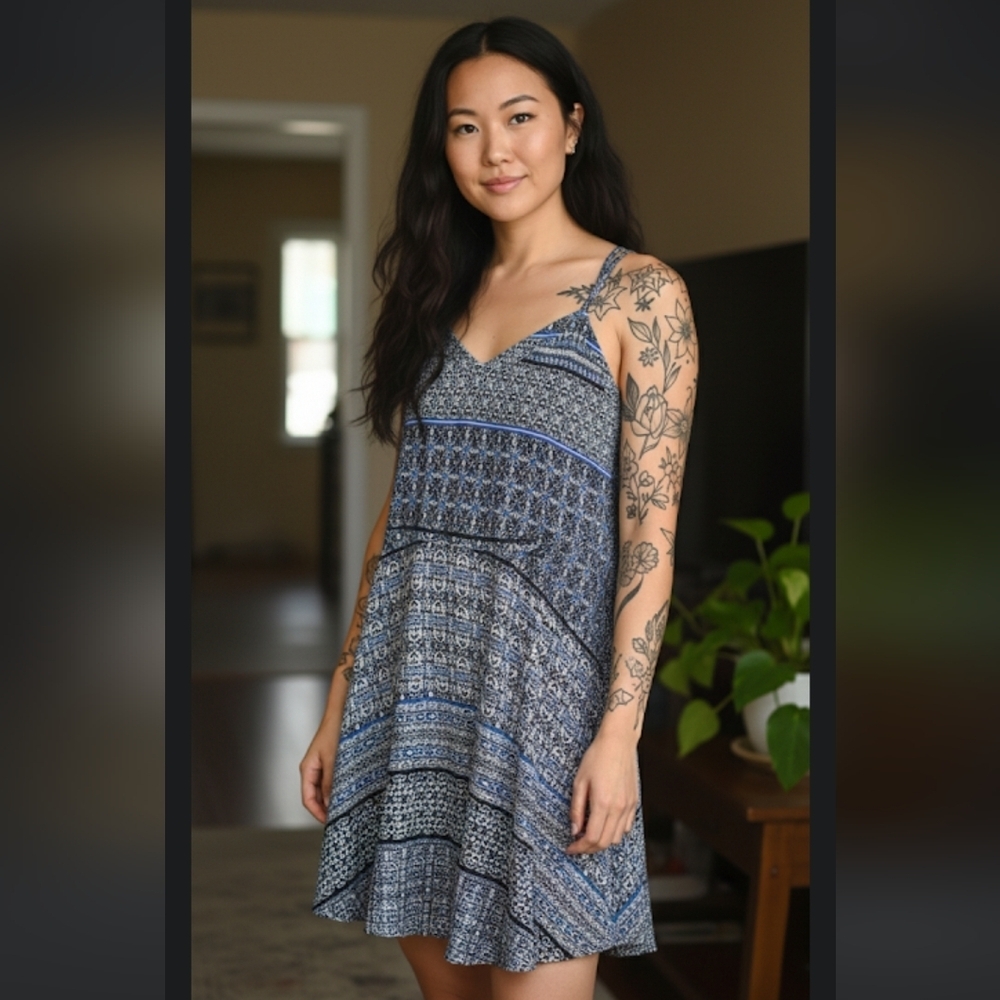 Blue Patterned Women's Dress